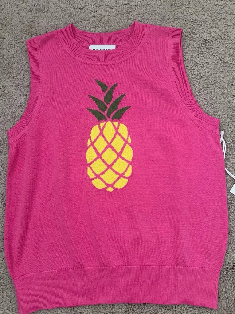 Pink Pineapple Knit Tank Top by The Assembly